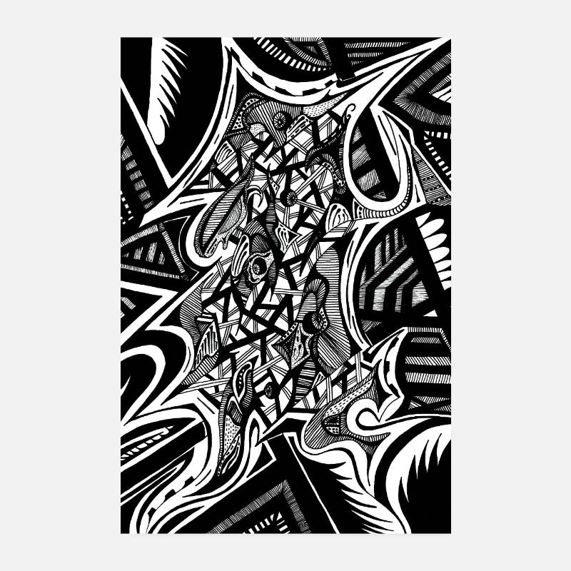 Design abstrait noir et blanc n°1 Poster 20 x 30 cm