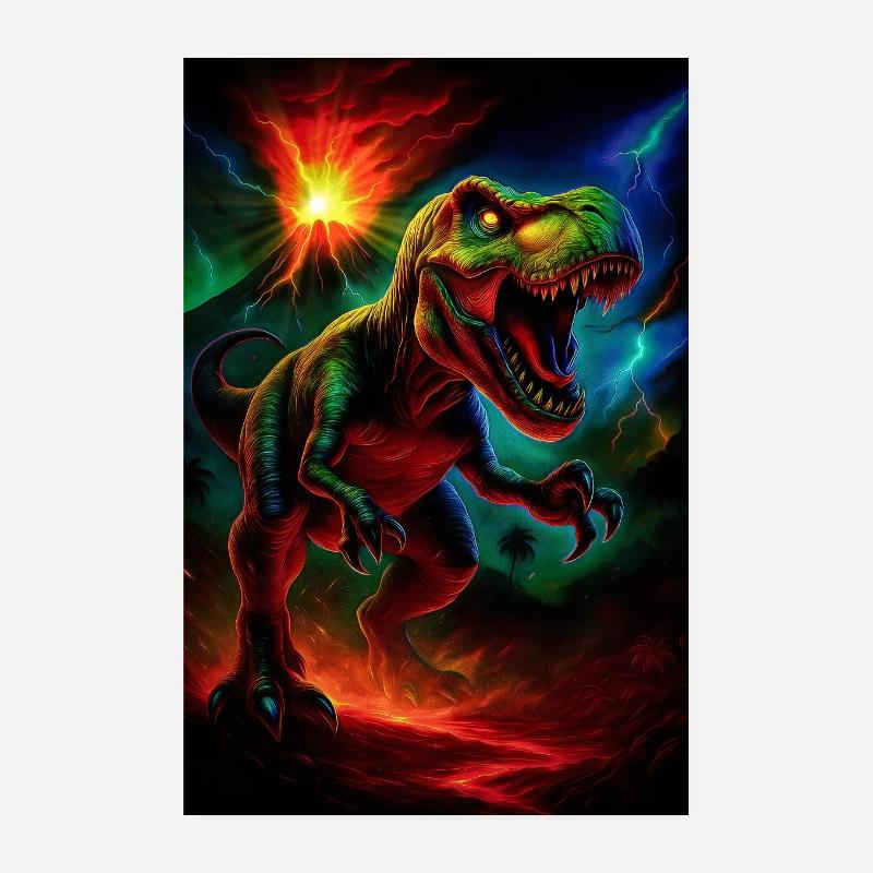 Tyran du volcan dans Neon Fire Poster 20 x 30 cm