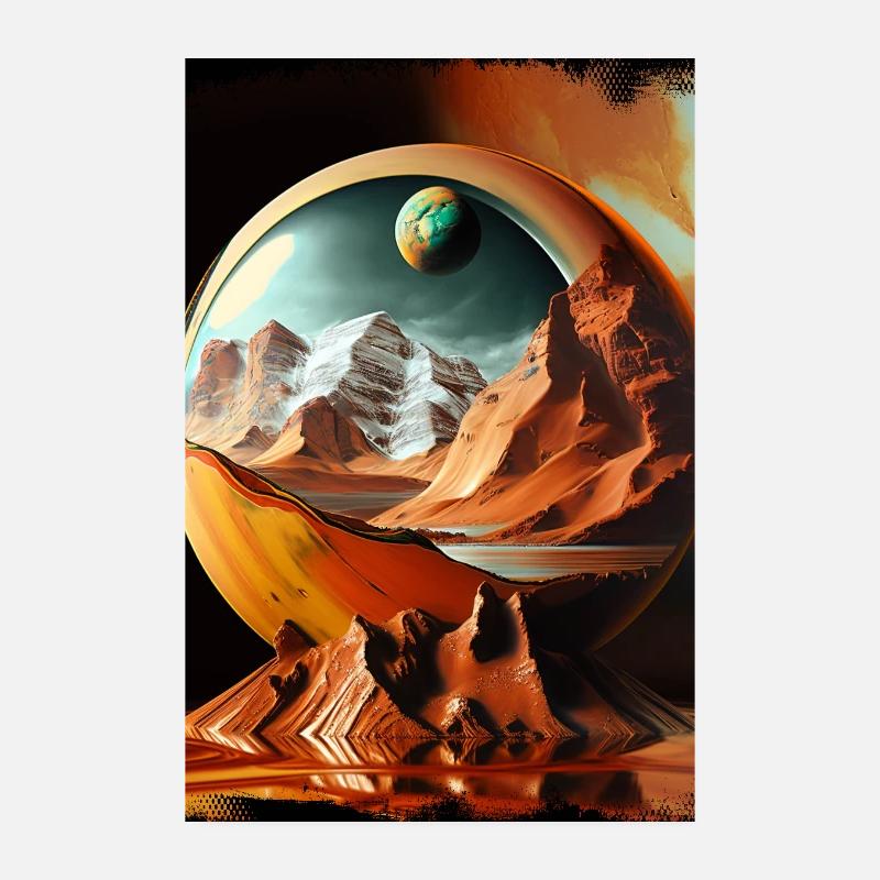 Planetary Globe Desert Landscape Poster 8" x 12" (20x30 cm)