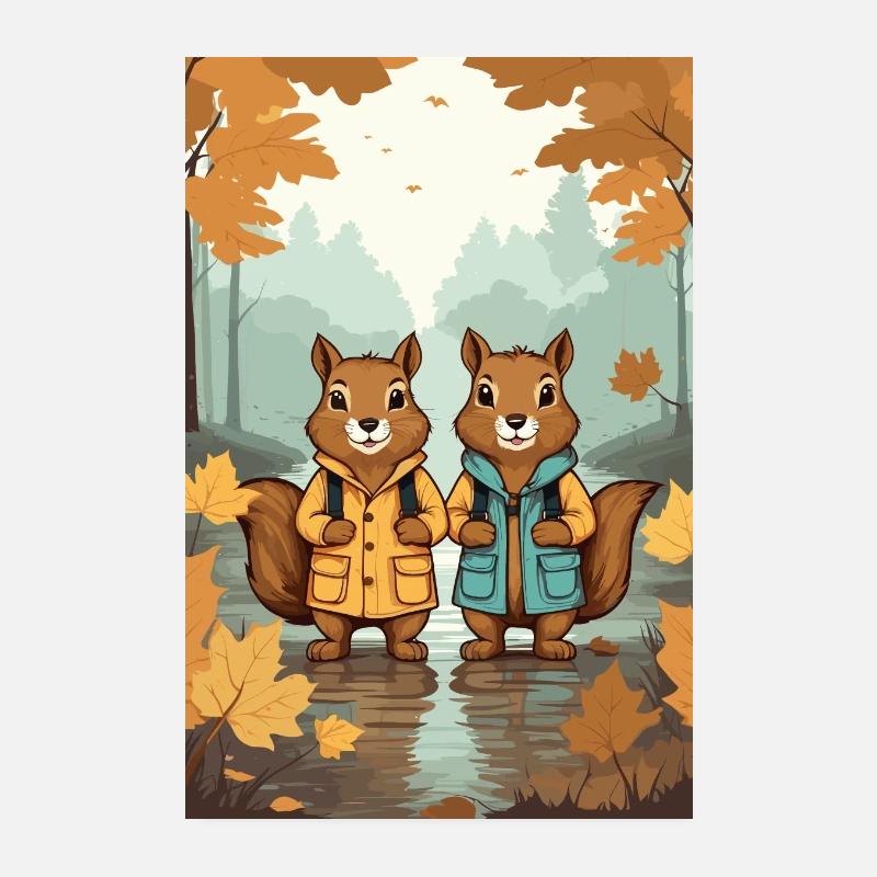 Écureuils mignons Poster 20 x 30 cm