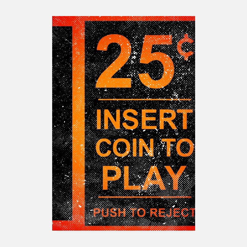 Insert Coin Retro Arcade Videogame Bartop Funny Poster 8" x 12" (20x30 cm)
