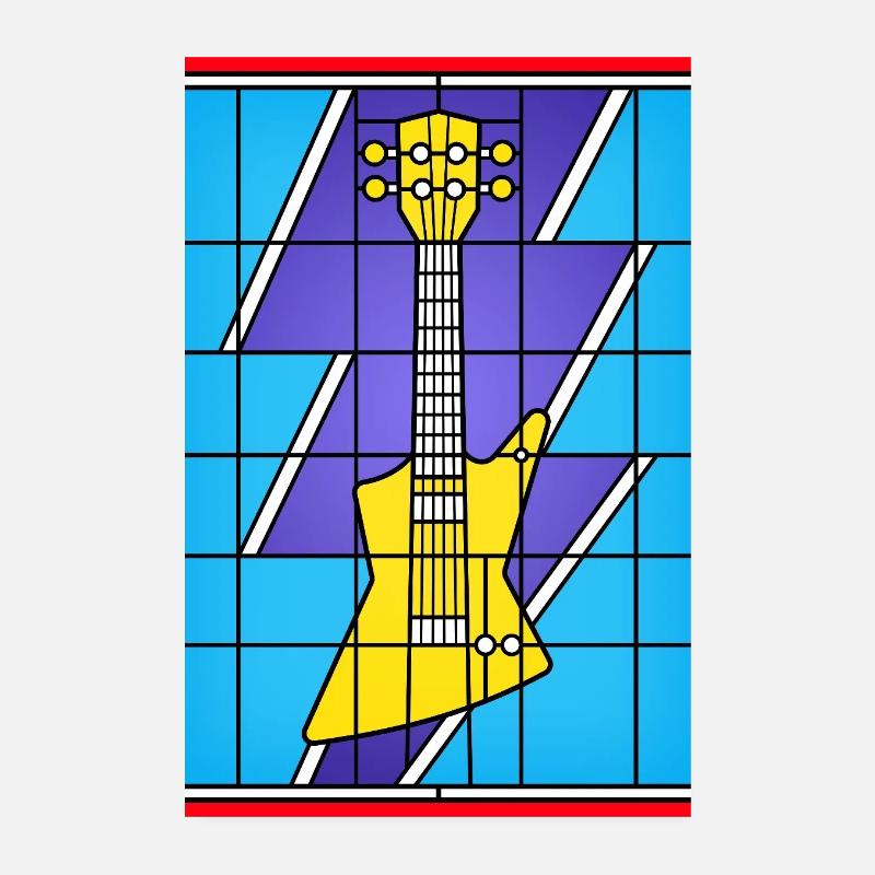Buntglas-E-Gitarre Poster 20x30 cm