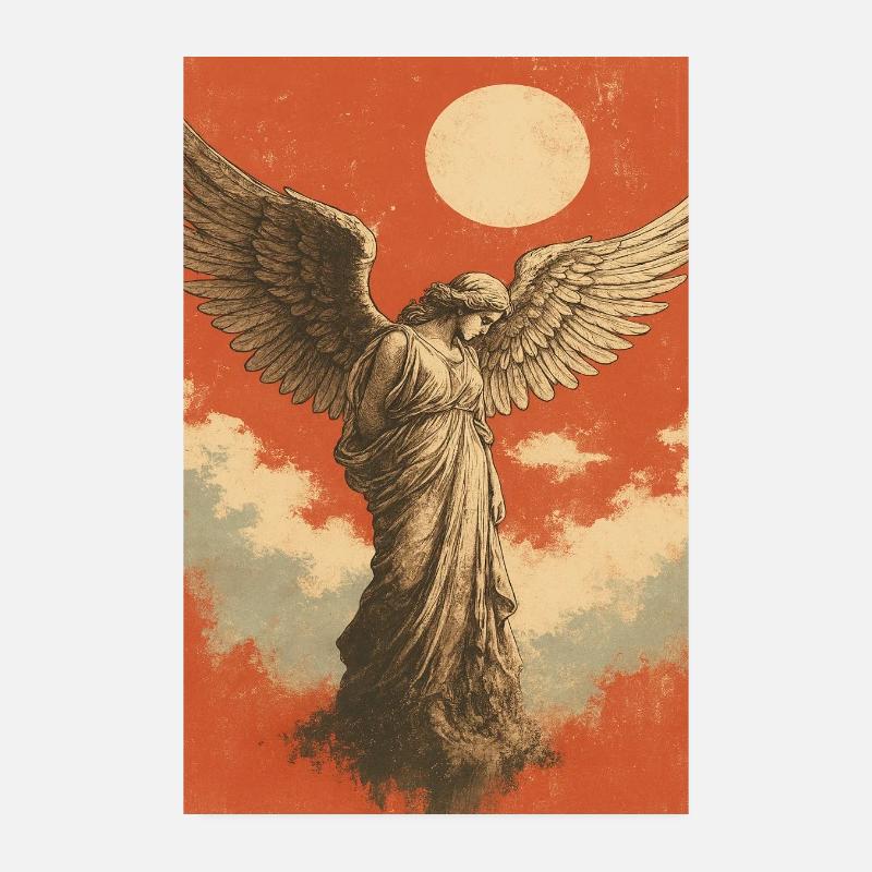 Angel with Moon Poster 8" x 12" (20x30 cm)