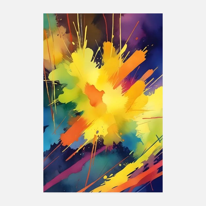 Farbexplosion Abstrakt - Poster 20x30 cm - Weiß