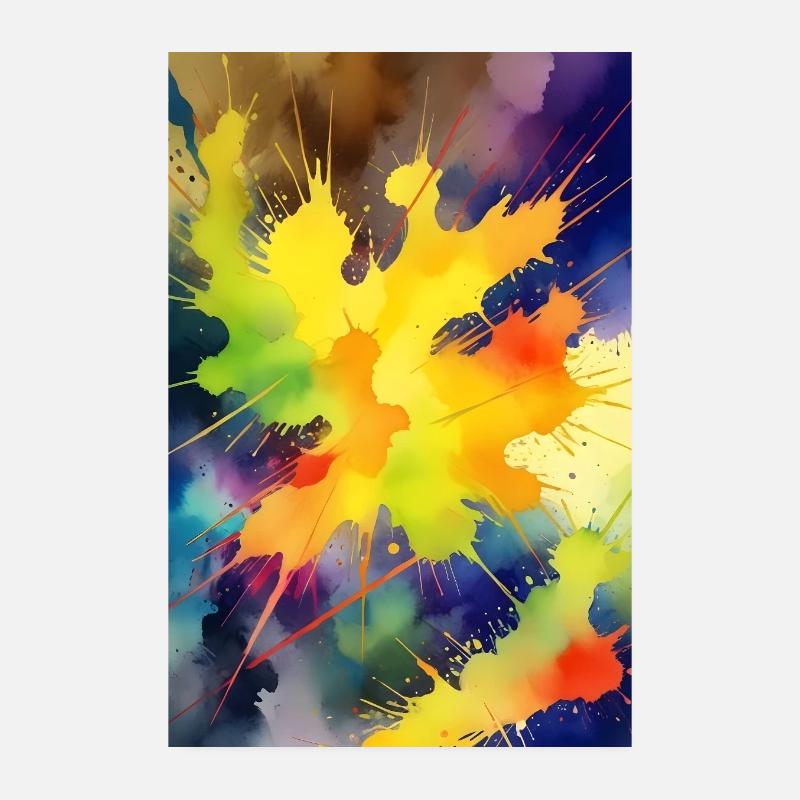 Farbexplosion Abstrakt Spritzer - Poster 20x30 cm - Weiß