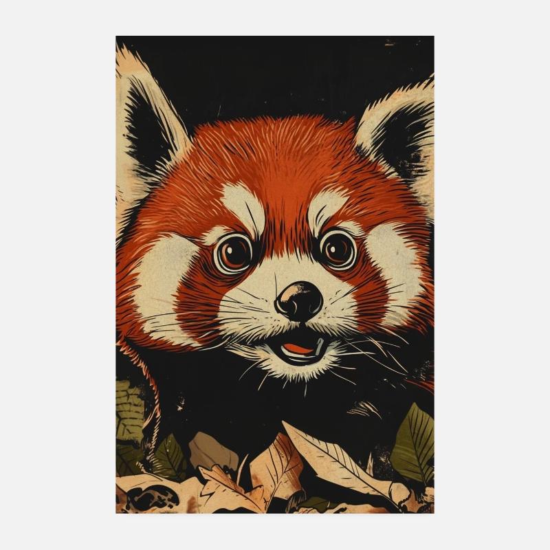 Panda rouge dans la Forêt d’Automne Poster 20 x 30 cm