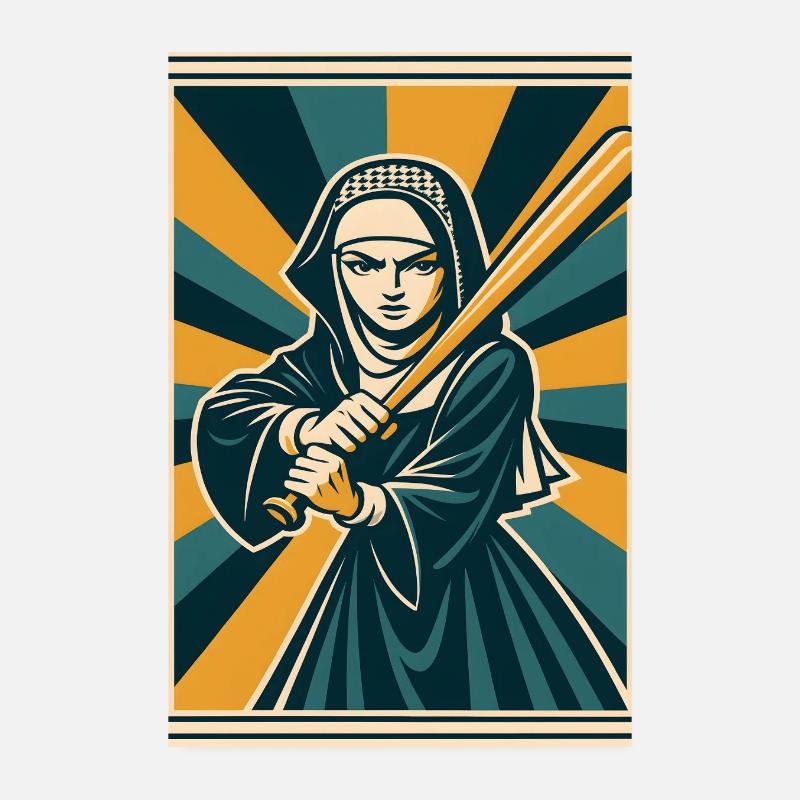 Nun with baseball bat Poster 8" x 12" (20x30 cm)