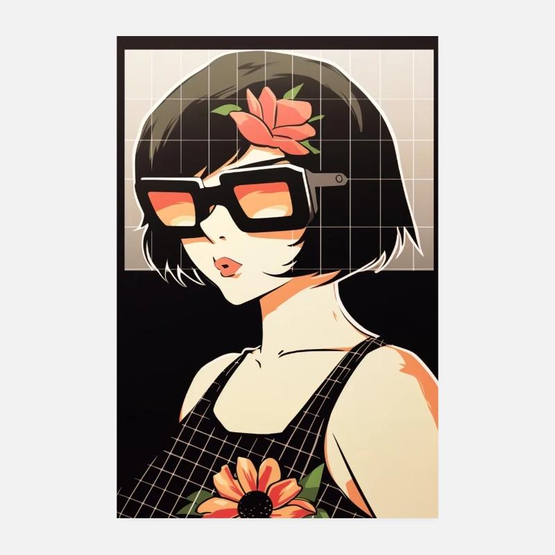 Style lunettes de soleil rétro Blossom Poster 20 x 30 cm