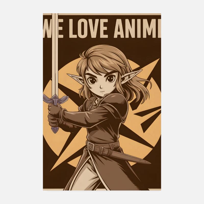 Héroïne d’anime avec une épée Poster 20 x 30 cm