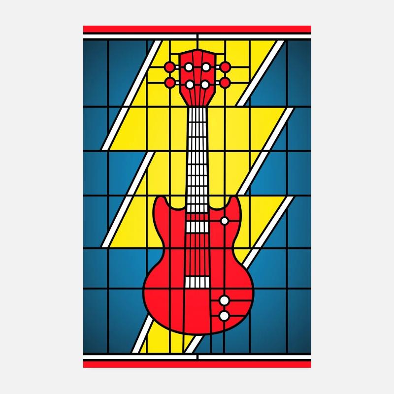Guitare électrique en vitrail Poster 20 x 30 cm