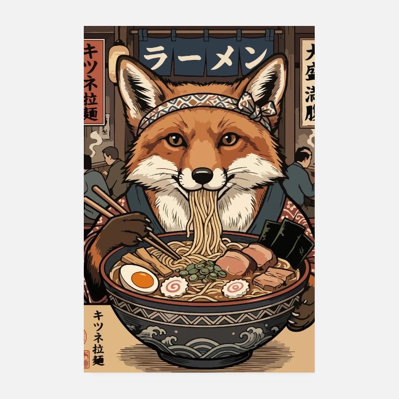 Ramen Fox Feast Poster 8" x 12" (20x30 cm)