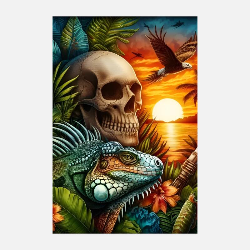 Iguana at sunset Poster 8" x 12" (20x30 cm)
