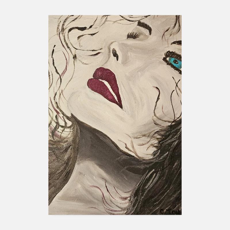 Expressionistisches Porträt mit Blauem Blick Poster 20x30 cm