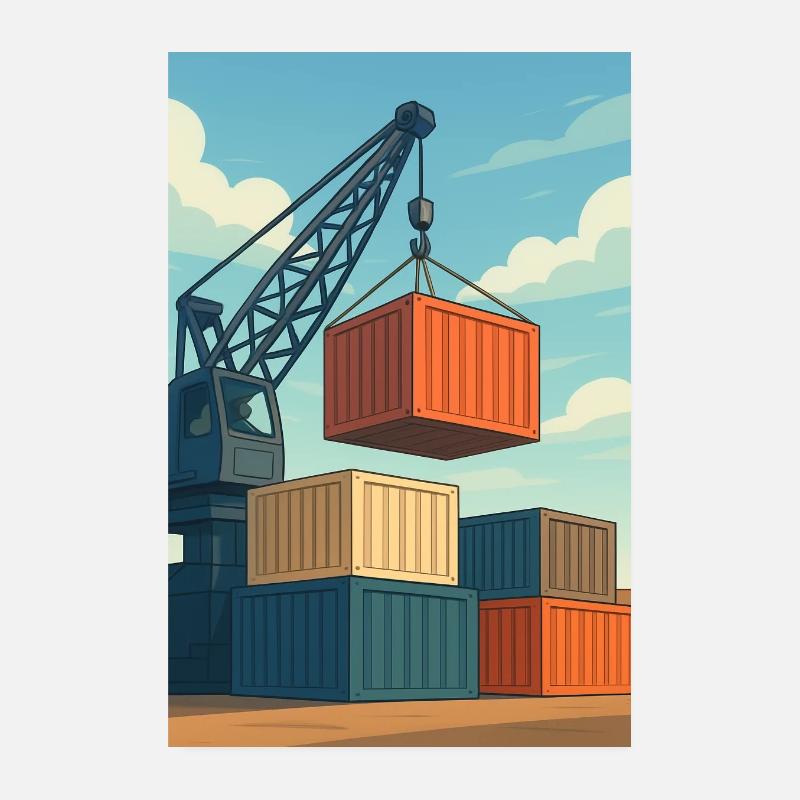Docker Charriage de Conteneurs Industriels Poster 20 x 30 cm