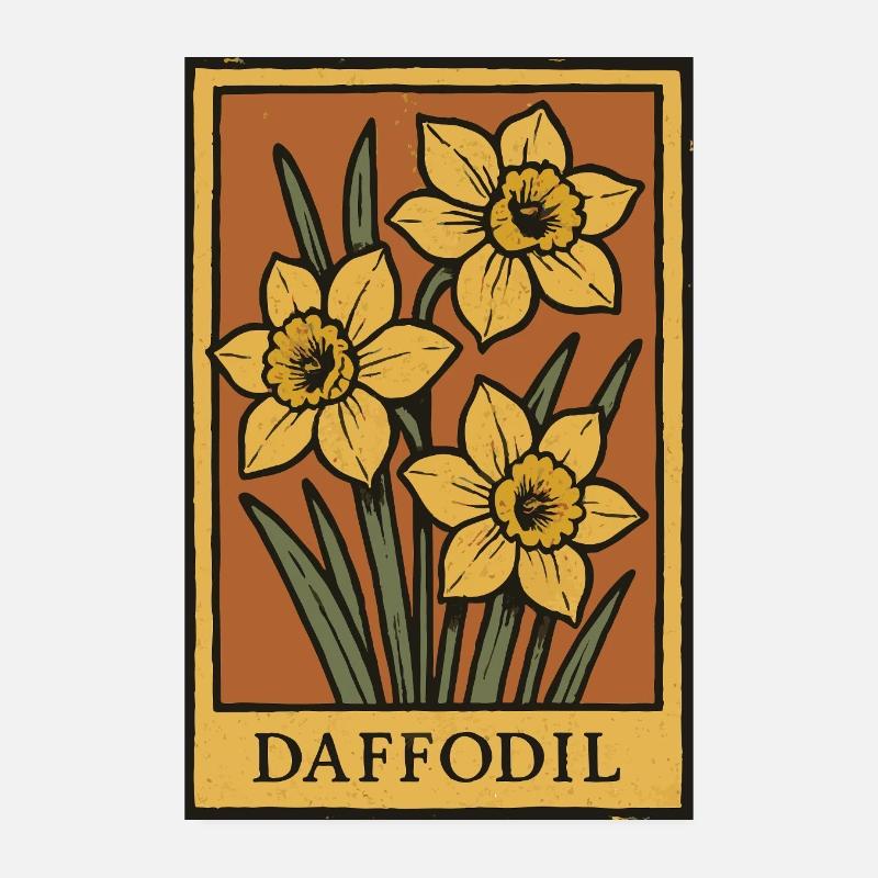 Daffodil Vintage Floral Poster 8" x 12" (20x30 cm)