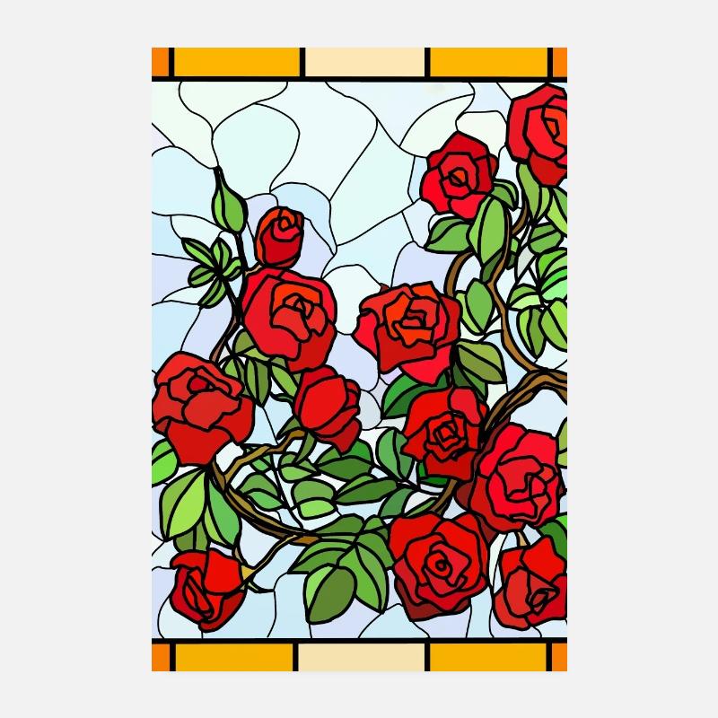 Glasmalerei Rosen Poster 20x30 cm