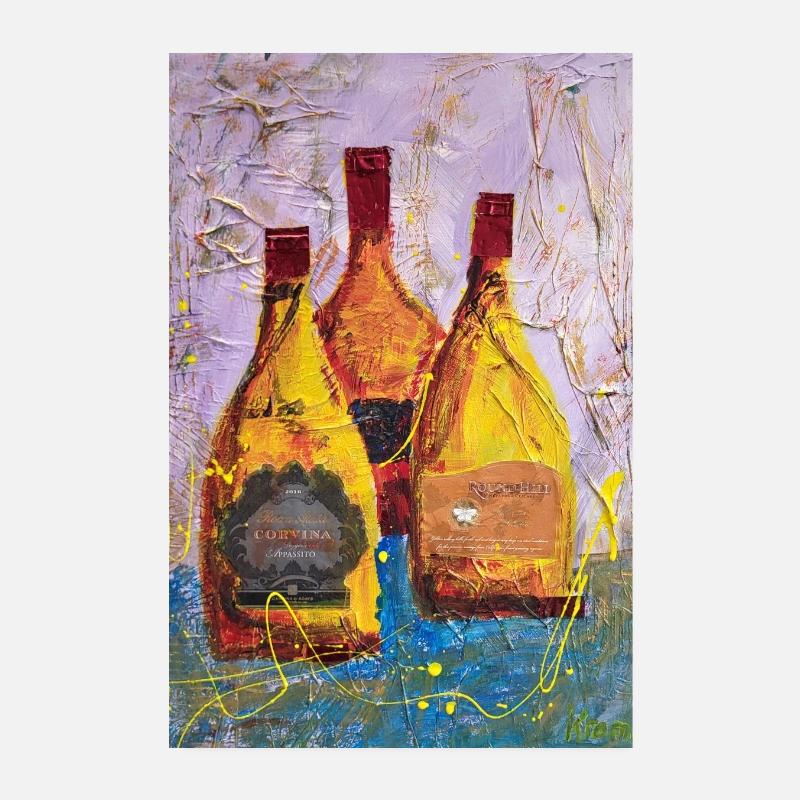 Abstrakte Weinetiketten Round Hill - Poster 20x30 cm - Weiß