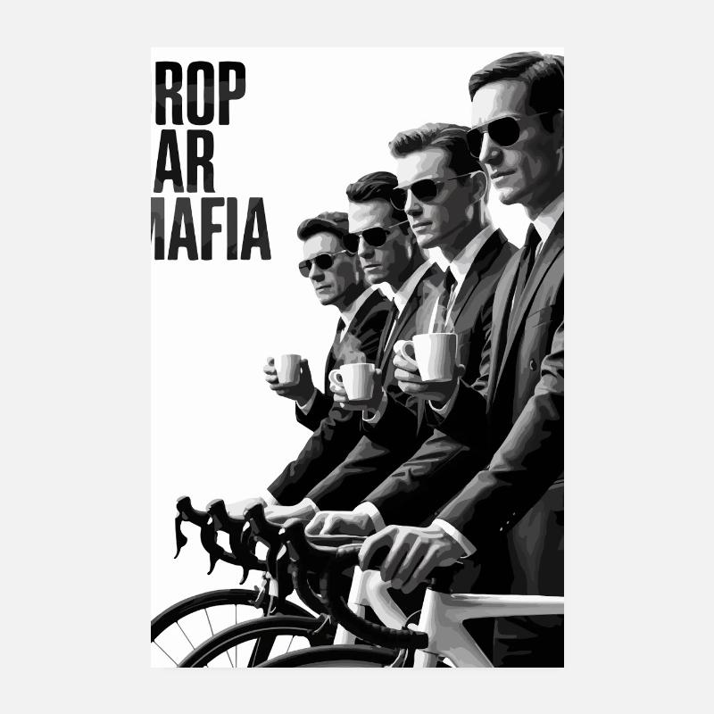 Drop Bar Mafia – Noir Cycling Tee Poster 8" x 12" (20x30 cm)