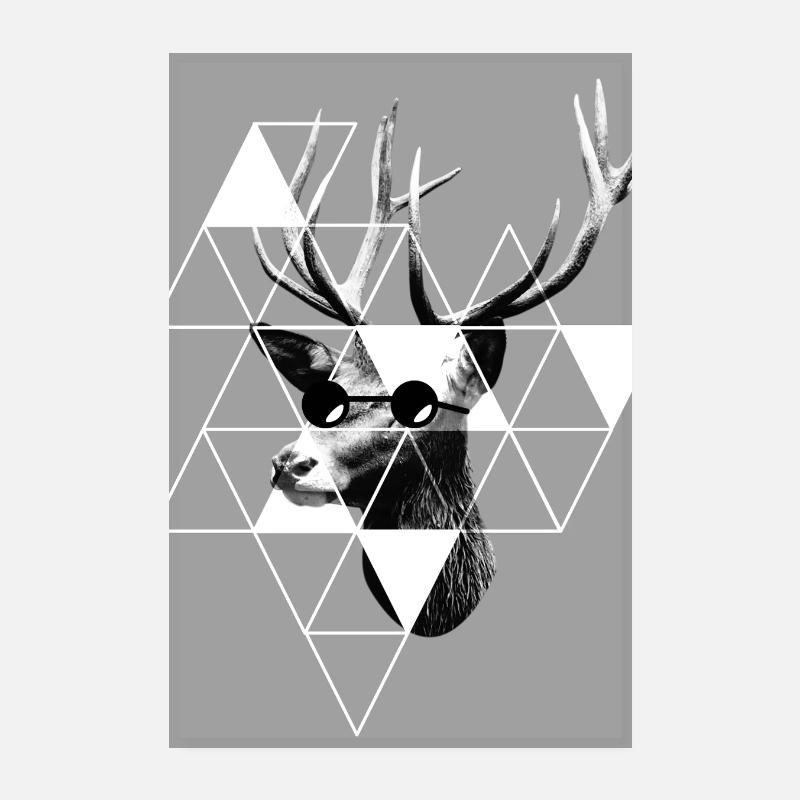 Deer Head - Deer - Hipster Poster 8" x 12" (20x30 cm)