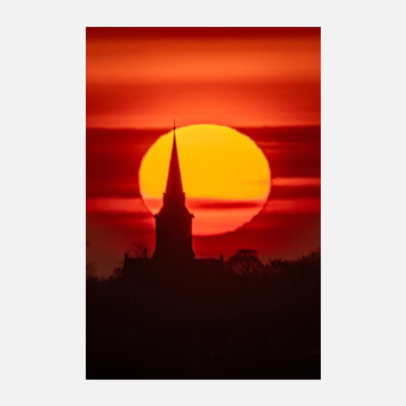 lever du soleil Église Sainte-Marie Garforth Leeds Poster 20 x 30 cm