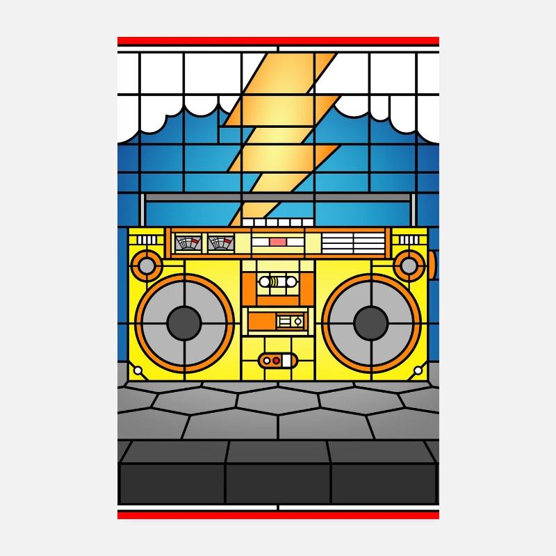 Boombox en vitrail avec éclair Poster 20 x 30 cm