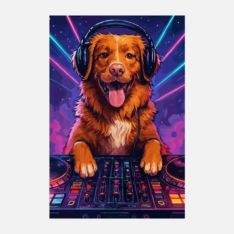 Nova Scotia Toller DJ Hund witzig positiv Geschenk Poster 20x30 cm