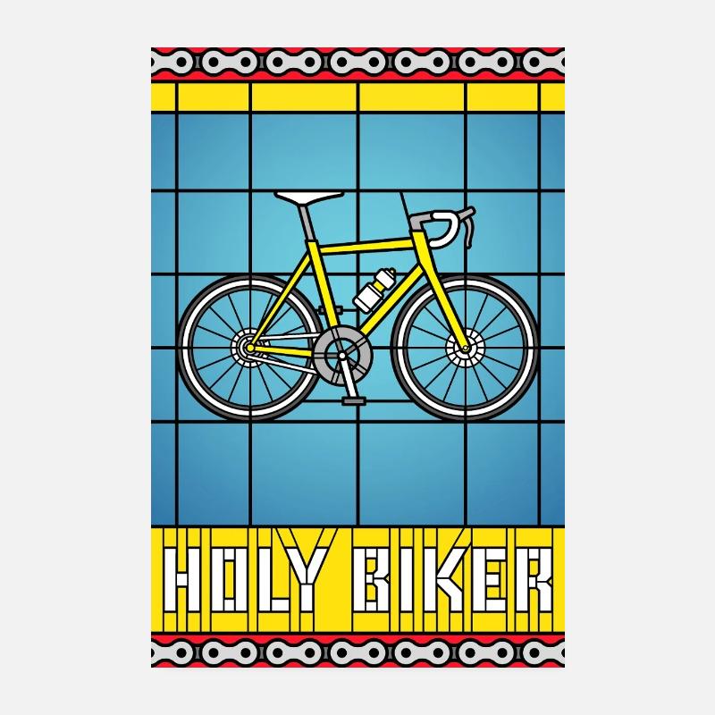 Fahrrad-Buntglasfenster - Poster 20x30 cm - Weiß
