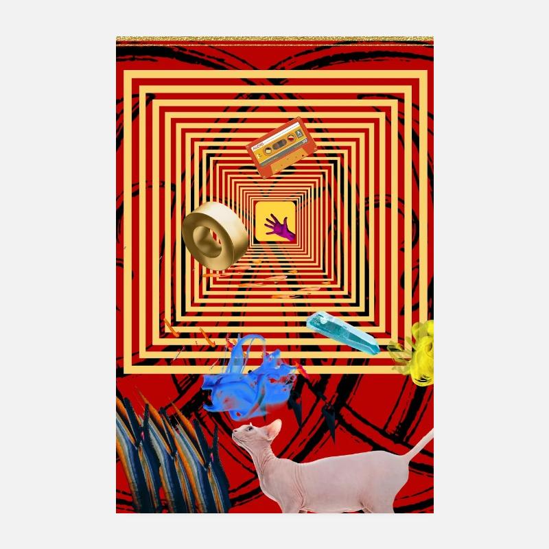 Retro Geometric Collage Wall Art Poster 8" x 12" (20x30 cm)