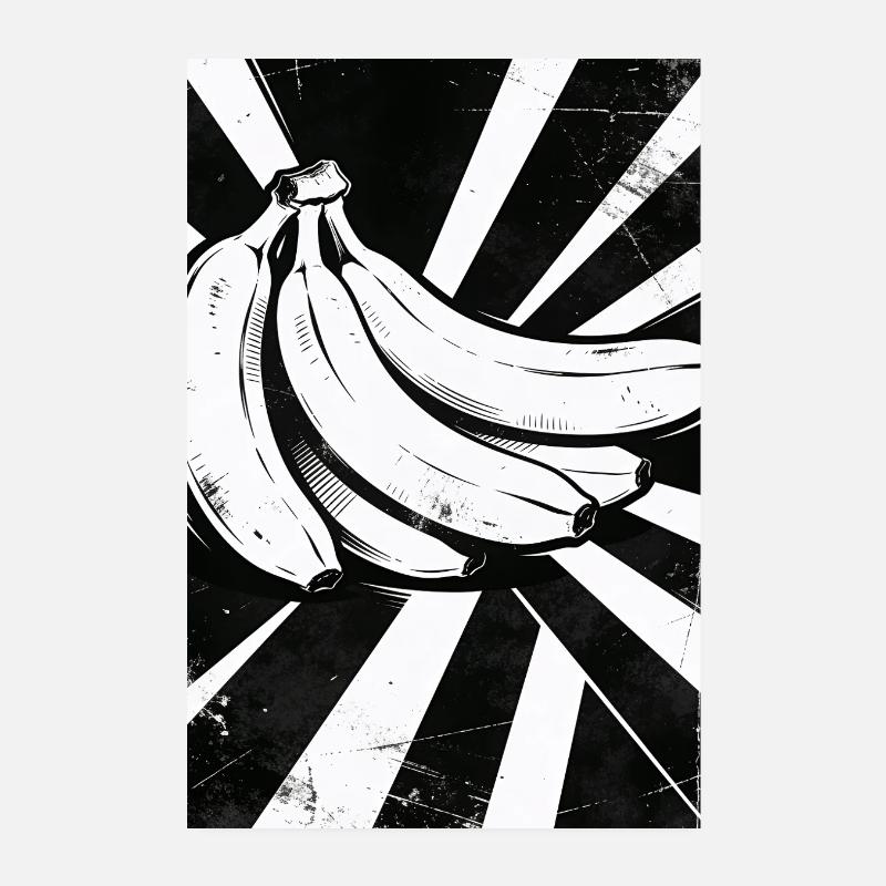 Black and White Bananas Collage Poster 8" x 12" (20x30 cm)