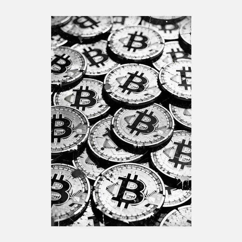 Mosaïque de pièces Bitcoin Poster 20 x 30 cm