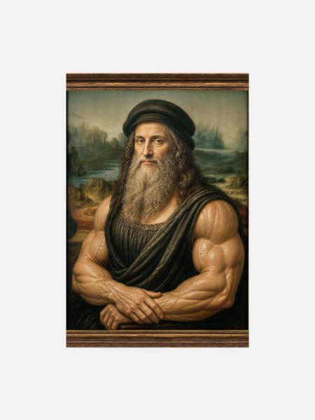 Muskulöser Da Vinci - Poster 20x30 cm - Weiß