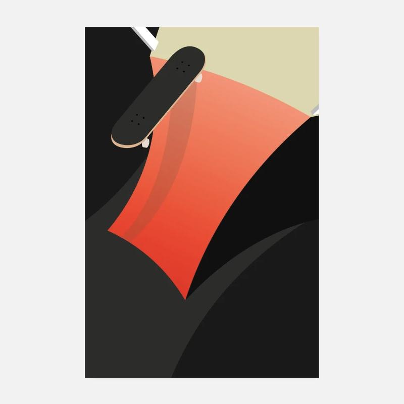 Abstrait Skateboard Rouge Poster 20 x 30 cm