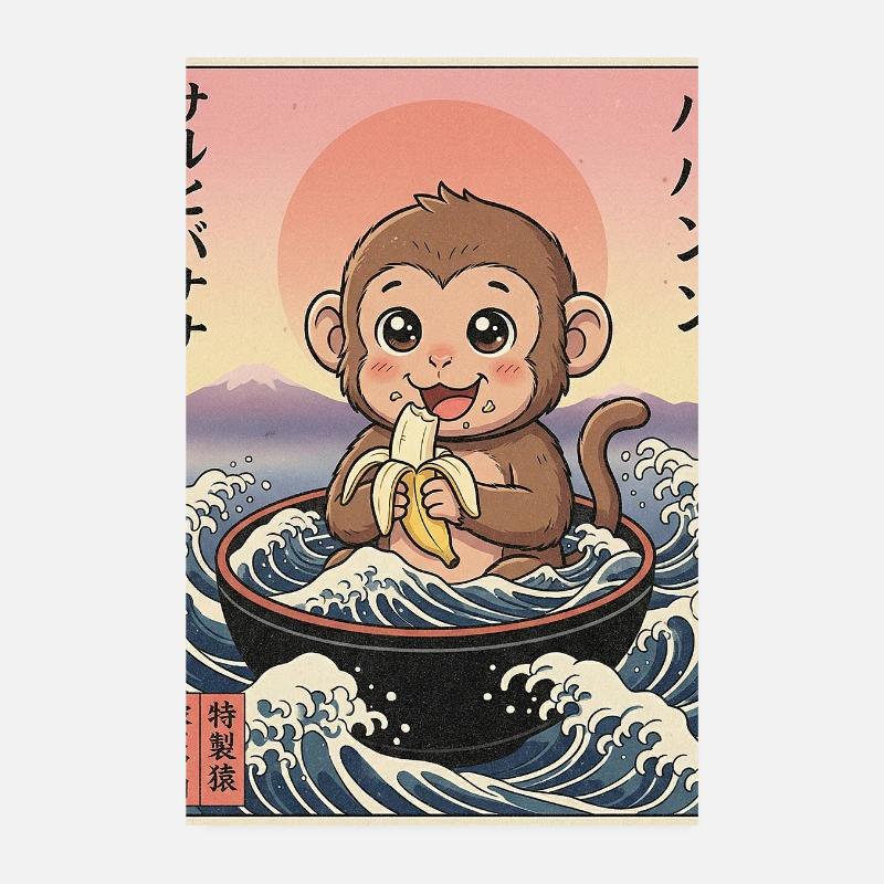 Süßes Äffchen Kawaii Poster 20x30 cm