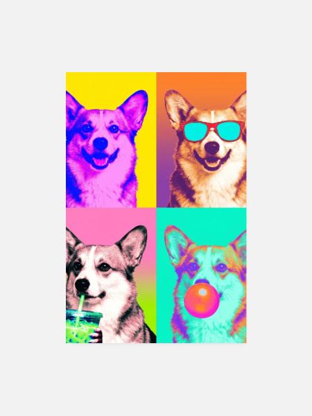 Hunde Corgi Hund - Poster 20x30 cm - Weiß - Vorne