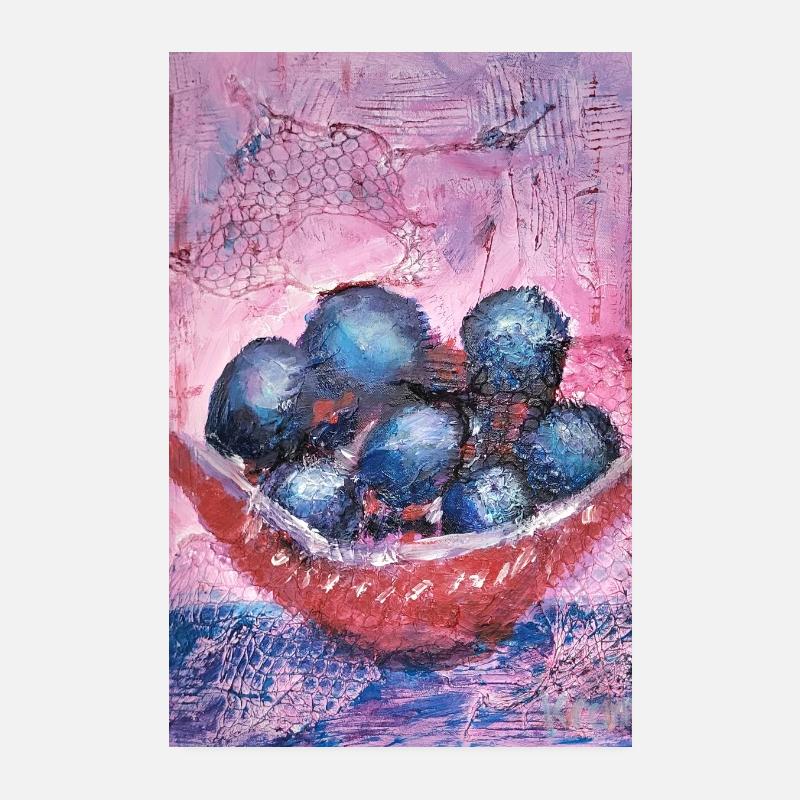 Myrtilles sur fond pastel Poster 20 x 30 cm