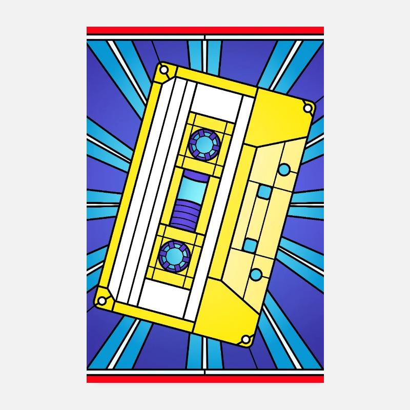 Illustration de cassette en vitrail Poster 20 x 30 cm
