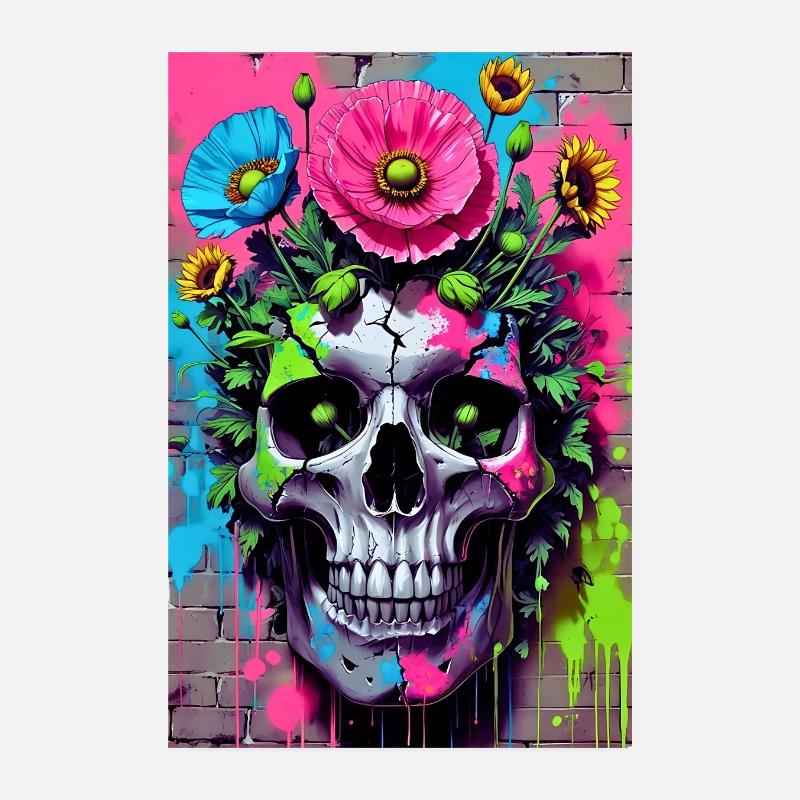 fleurs de crâne Poster 20 x 30 cm