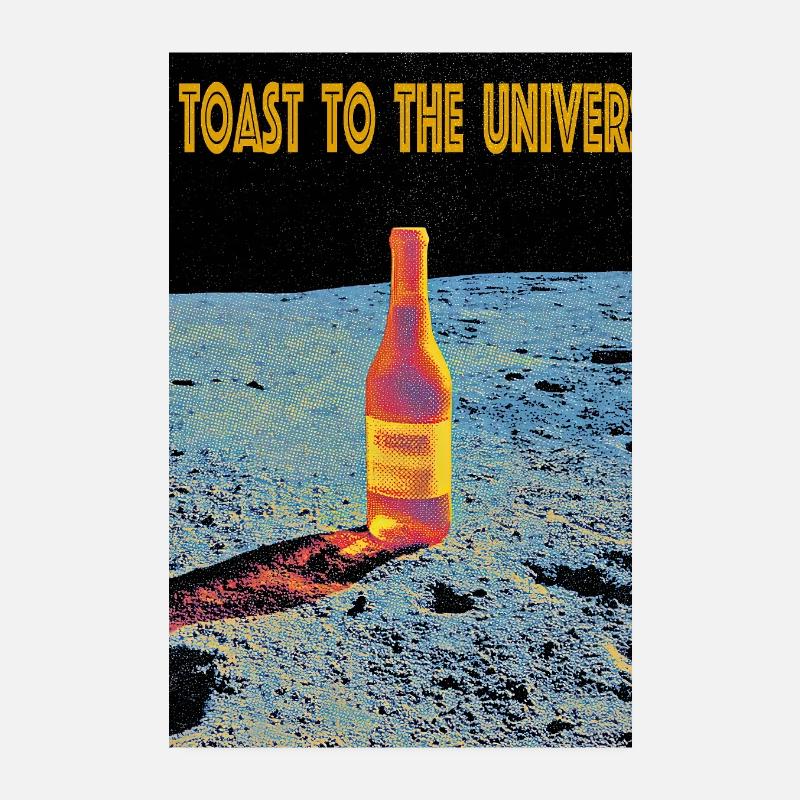 Space celebration with wine bottle Poster 8" x 12" (20x30 cm)