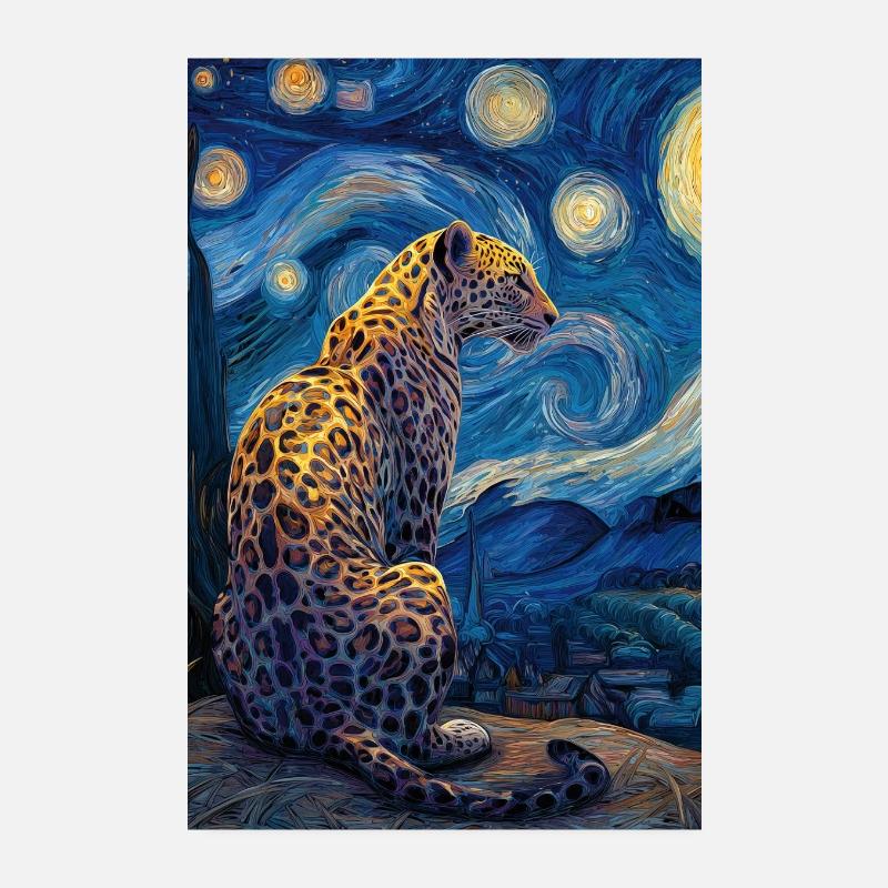 Leopard Van Gogh Poster 20x30 cm