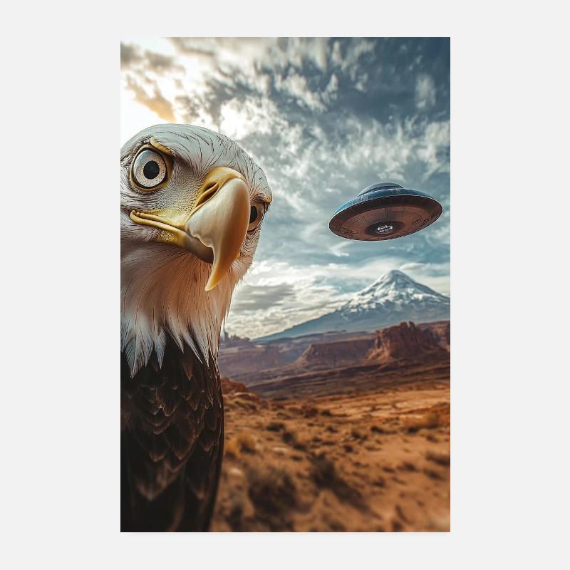 Eagle Selfie UFO Poster 8" x 12" (20x30 cm)