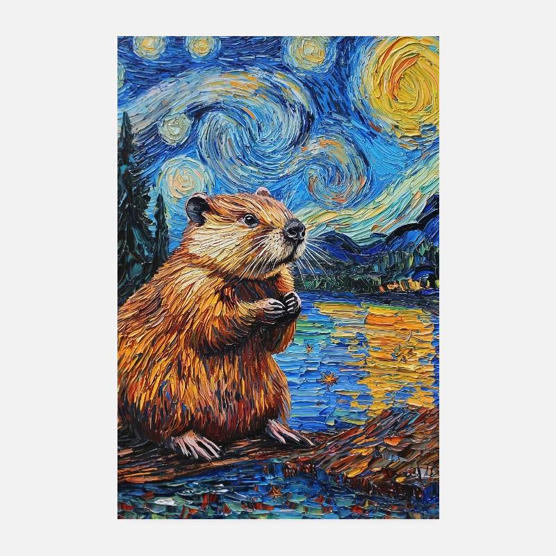Bieber dans le style de Van Gogh, La Nuit étoilée Poster 20 x 30 cm