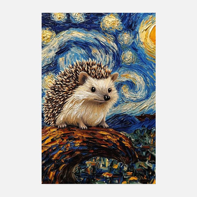  Igel Van Gogh Style Starry Night Poster 20x30 cm