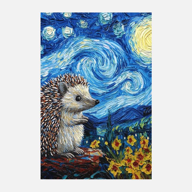  Igel Van Gogh Style Starry Night Poster 20x30 cm