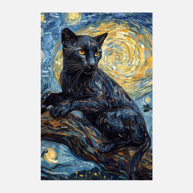 Panthère Nuit étoilée à la Van Gogh Poster 20 x 30 cm