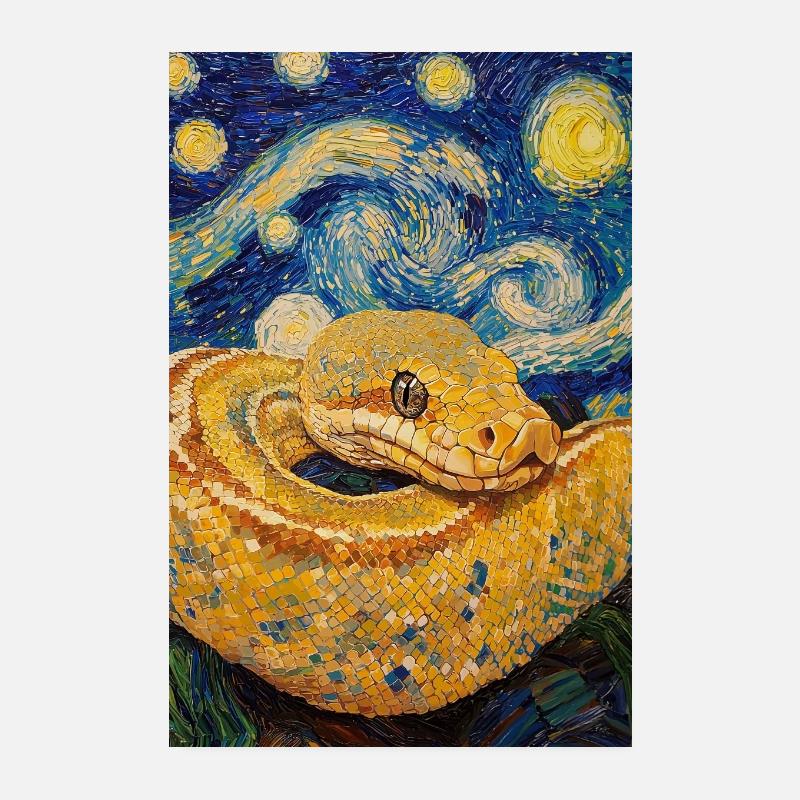  Schlange Python Van Gogh Style Starry Night Poster 20x30 cm
