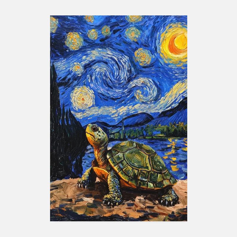 Tortue à la Van Gogh Poster 20 x 30 cm