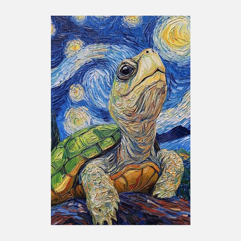 Turtle Van Gogh Style Poster 8" x 12" (20x30 cm)