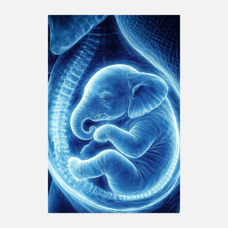 Bébé ultrasonique bleu dans le ventre Poster 20 x 30 cm