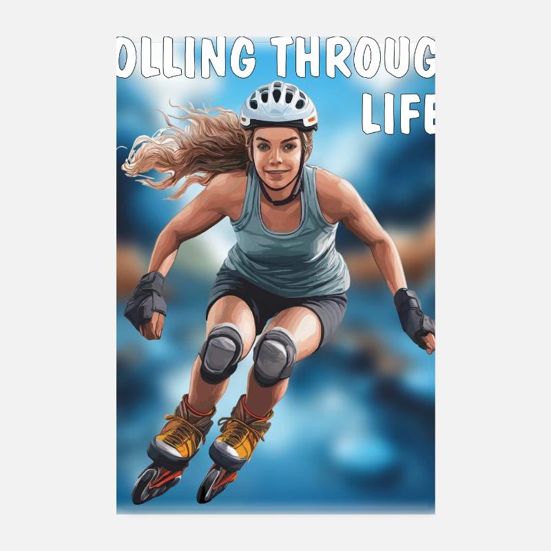 FRAU Rollschuhe ROLLING THROUGH LIFE Poster 20x30 cm