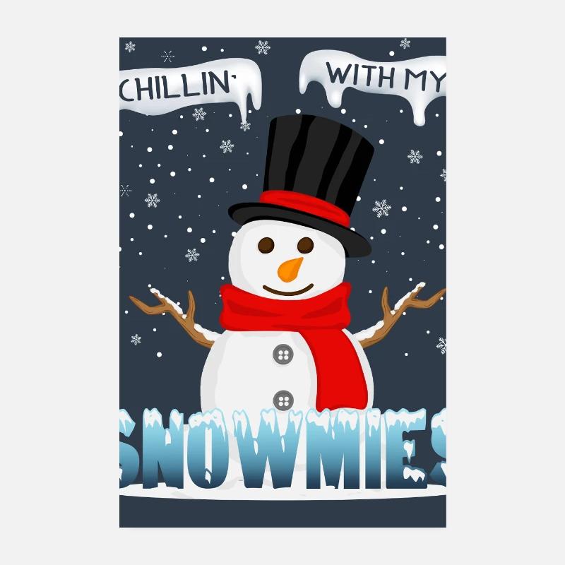 Chillin' avec mes snowmies – Design d’hiver Poster 20 x 30 cm